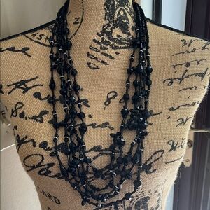Weekend Max Mara Black Multi-Strand Beaded Necklace